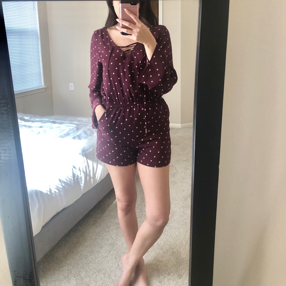 Women’s Small long Sleeve polka dot Romper